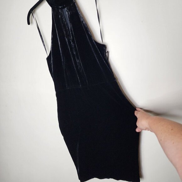 NWT L'AGENCE Halter Neck Velvet Bodycon Mini Dress Black Size 2 - Picture 8 of 13